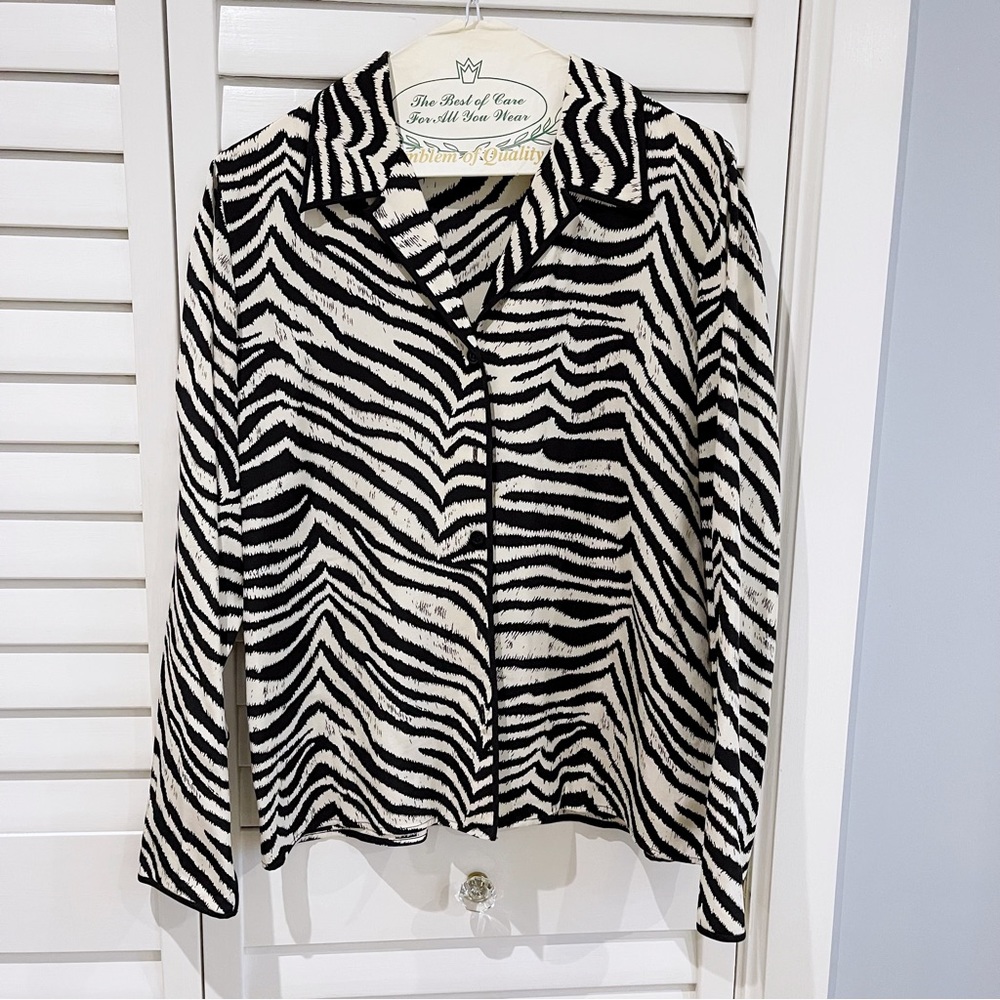 100% Silk Zebra Print Blouse